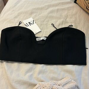 NWT - Zara Black strapless crop top